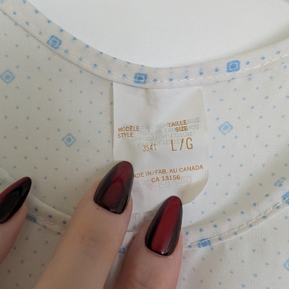 Vintage White And Blue Nightie Size Large Made In Canada - Picture 5 of 7
